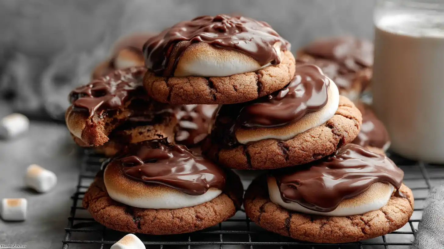 Hot Chocolate Cookies with Marshmallows.