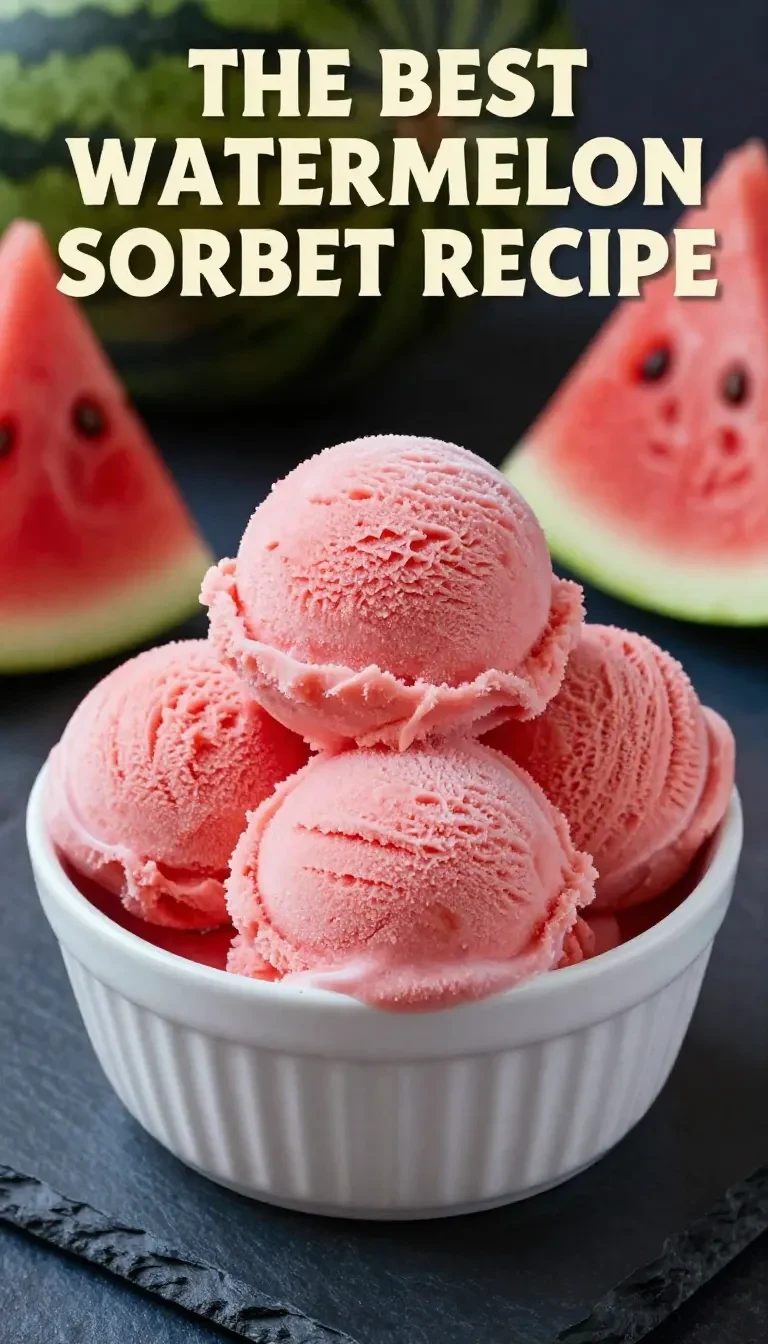 A bowl of vibrant homemade watermelon sorbet served with fresh mint leaves.