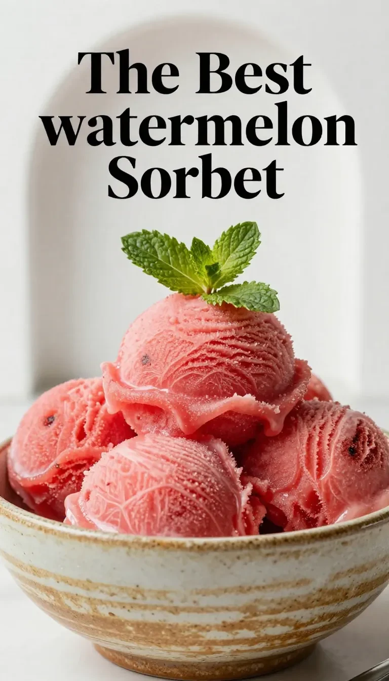 A bowl of vibrant watermelon sorbet served with fresh mint leaves.