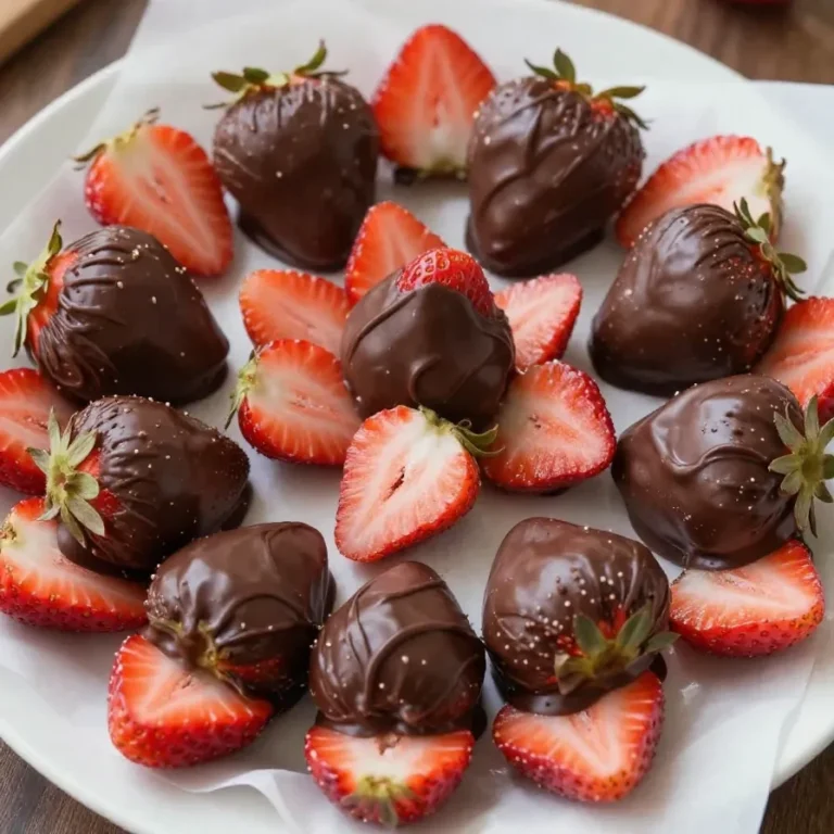Close-up of chocolate-covered strawberry yogurt clusters on a plate.