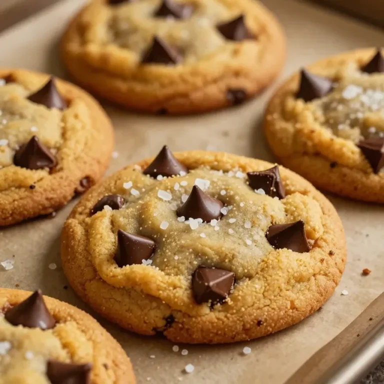 Freshly baked brown butter pumpkin chocolate chip cookies stacked on a plate.