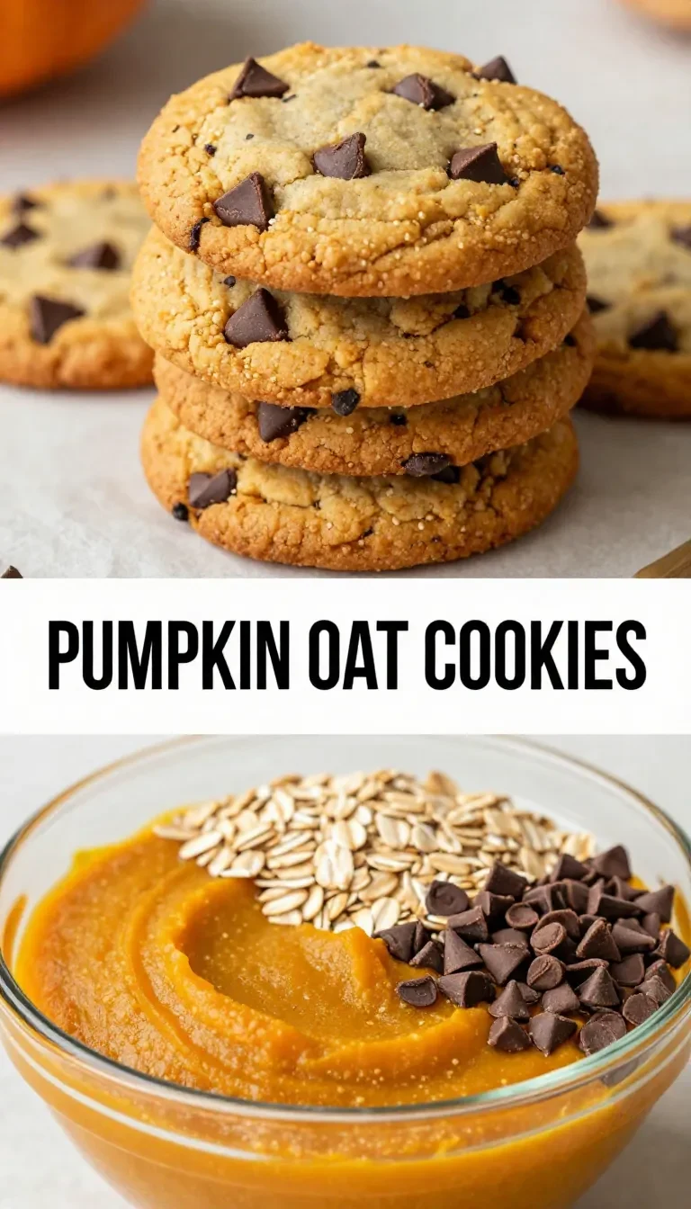 A plate of freshly baked healthy pumpkin oat cookies on a wooden table.