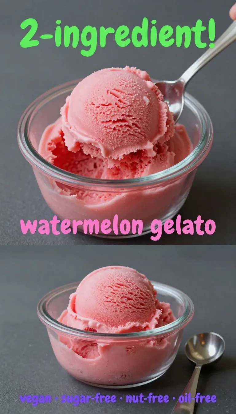 A bowl of vibrant pink watermelon sorbet garnished with fresh mint leaves.