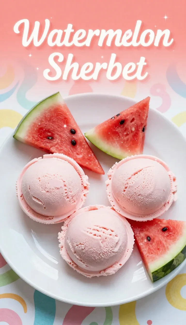 A bowl of vibrant pink watermelon sherbet made using the Ninja Creami machine, garnished with fresh mint leaves.