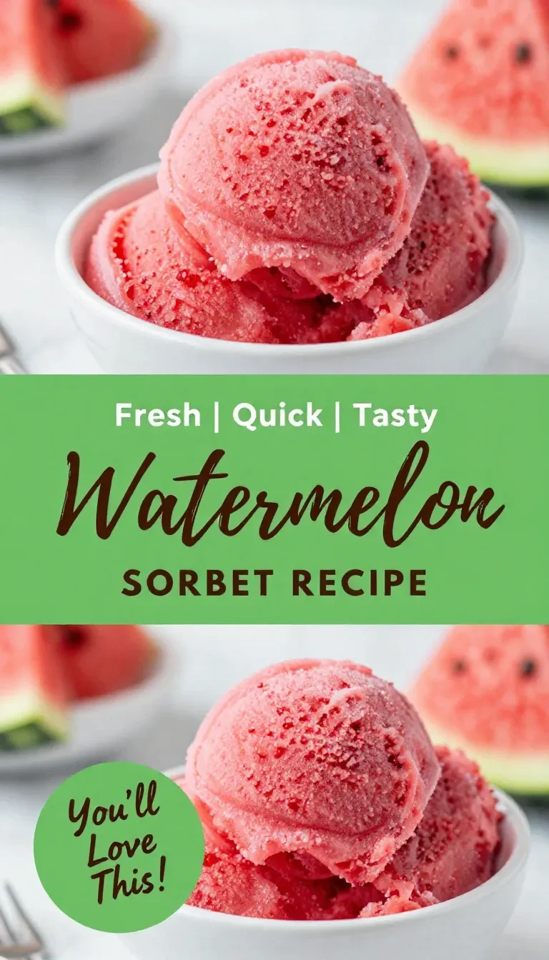 A bowl of refreshing summer watermelon sorbet served with mint leaves.
