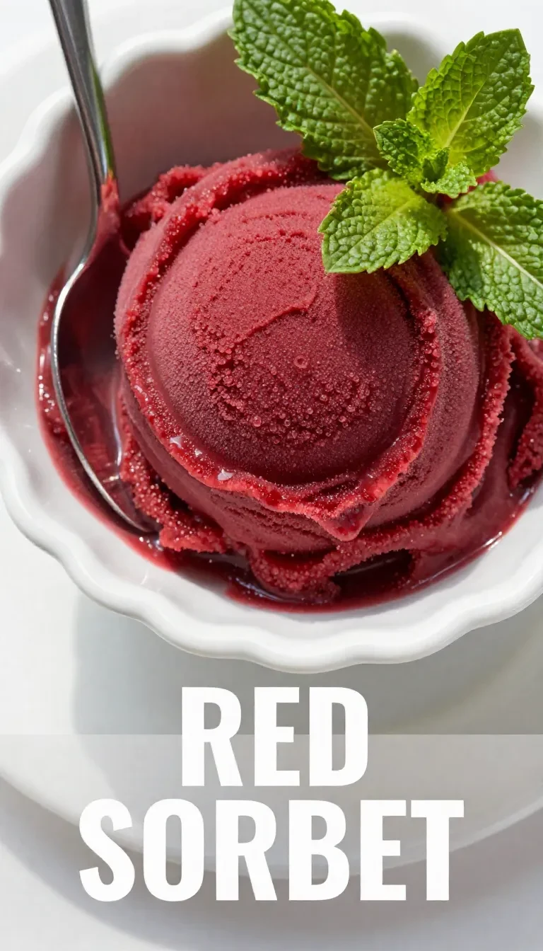 A bowl of vibrant homemade watermelon sorbet served with fresh mint leaves.