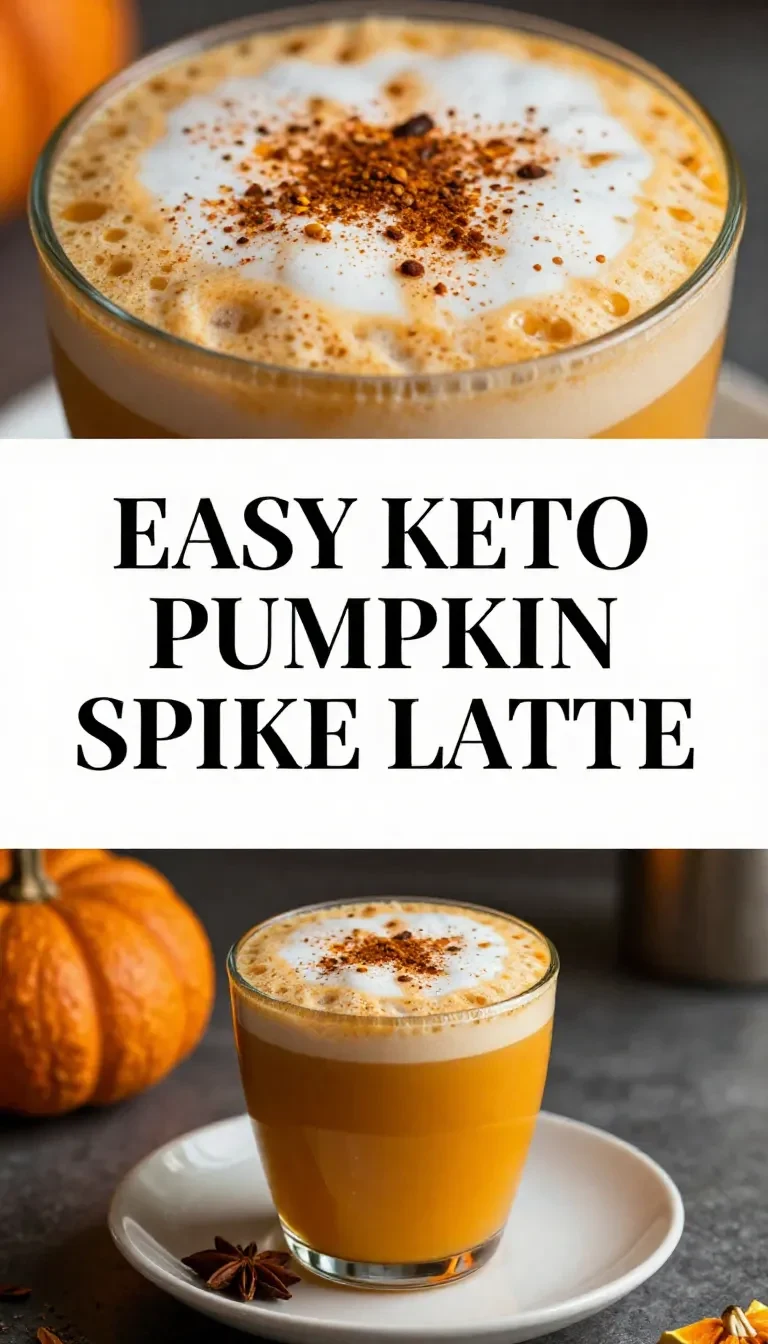 A homemade keto pumpkin spice latte served in a white mug with a sprinkle of cinnamon on top.