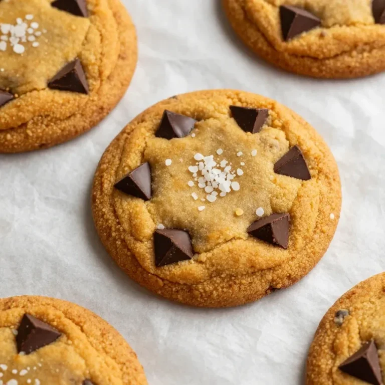 A close-up of freshly baked brown butter pumpkin chocolate chip cookies on a cooling rack.