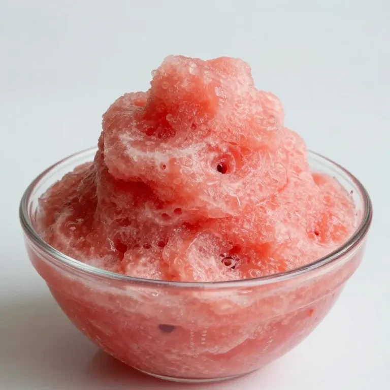 Healthy Watermelon Slushie Recipe A refreshing watermelon slushie served in a glass with a slice of watermelon.