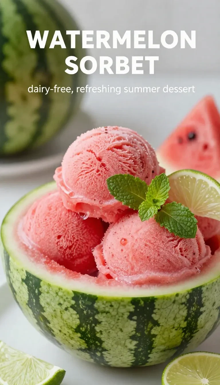 A refreshing scoop of watermelon sorbet served in a bowl.