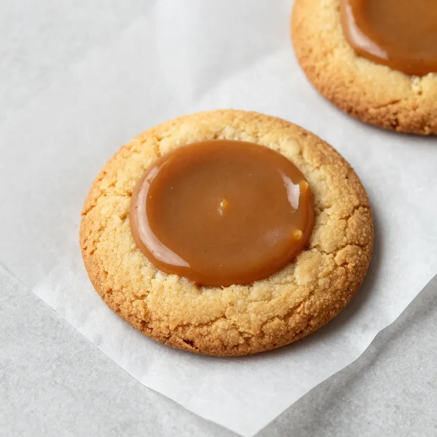 Close-up of homemade Biscoff cookies made with only three ingredients on a white plate.