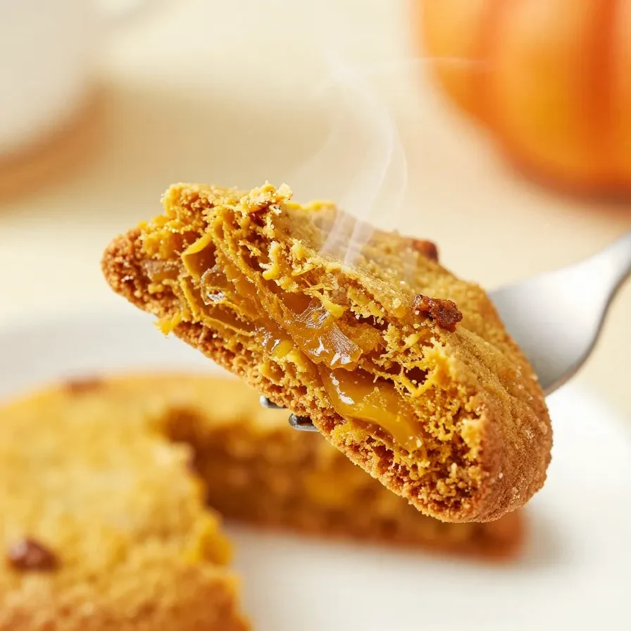 A plate of freshly baked low-carb pumpkin spice cookies on a wooden table.