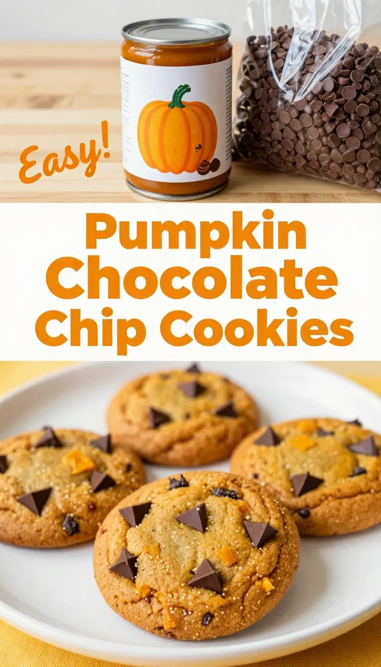 Freshly baked soft batch pumpkin chocolate chip cookies arranged on a white plate.