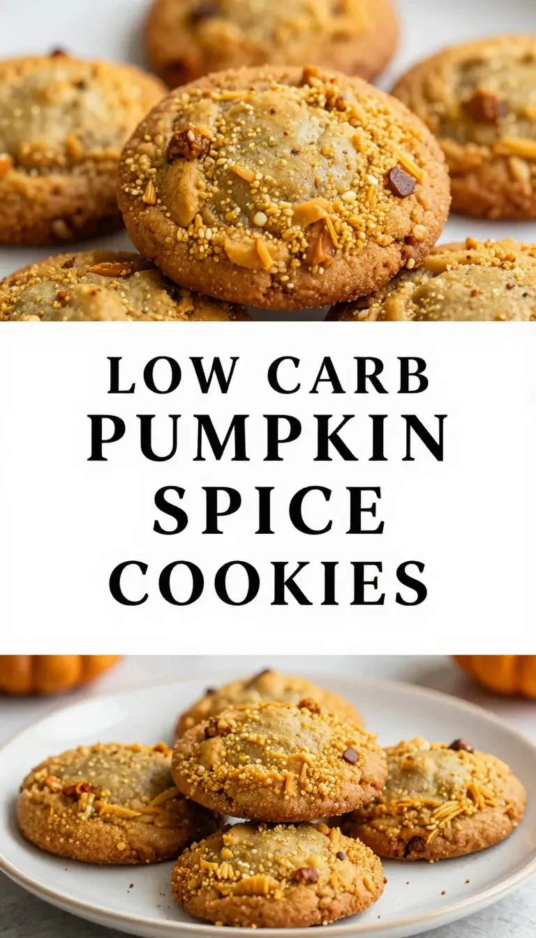 A plate of freshly baked low-carb pumpkin spice cookies on a wooden table.