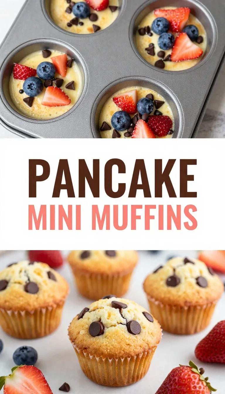 A tray of freshly baked pancake mini muffins with a golden brown top.