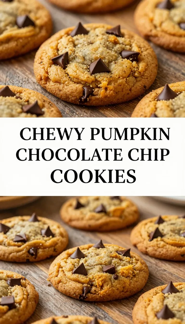 Close-up of chewy pumpkin chocolate chip cookies stacked on a plate.