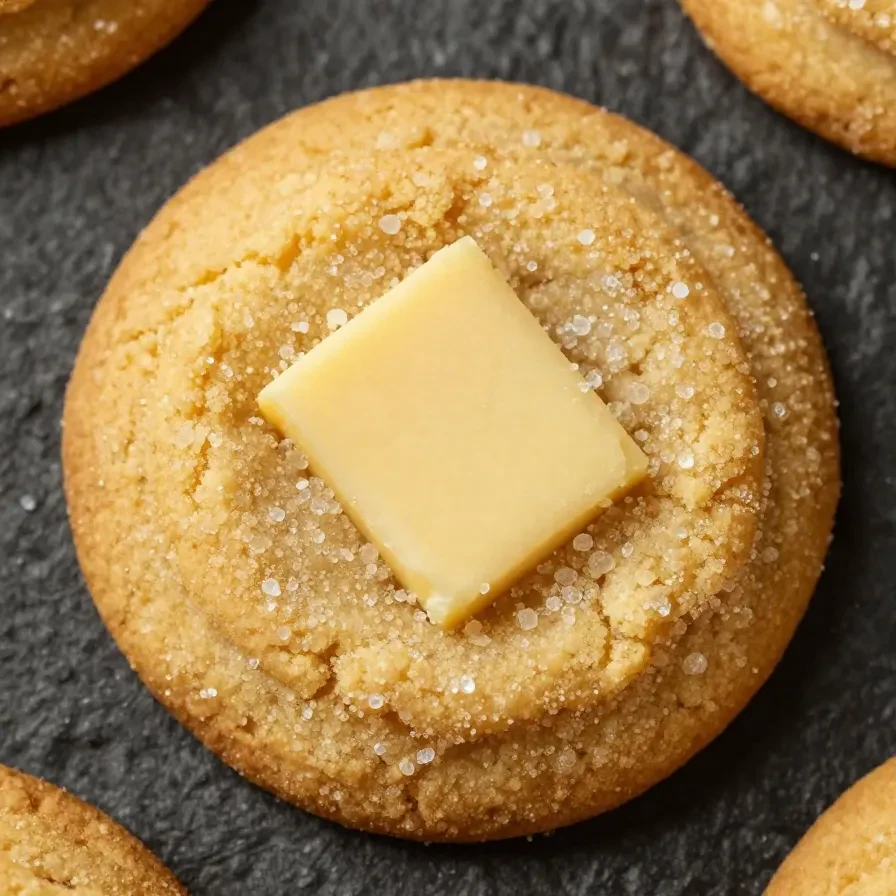 A plate of golden-brown butter cookies arranged neatly on a wooden table.