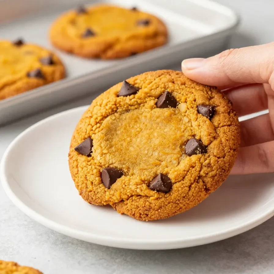 A plate of freshly baked gluten-free pumpkin oatmeal cookies surrounded by fall decorations.