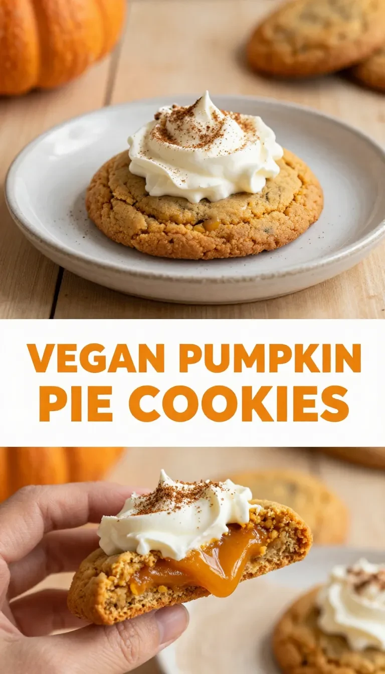 A plate of freshly baked vegan pumpkin pie cookies with a sprinkle of cinnamon on top.