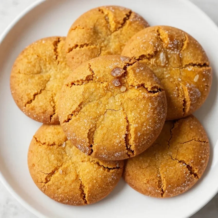 A plate of soft pumpkin cookies made without sugar, garnished with a sprinkle of cinnamon.