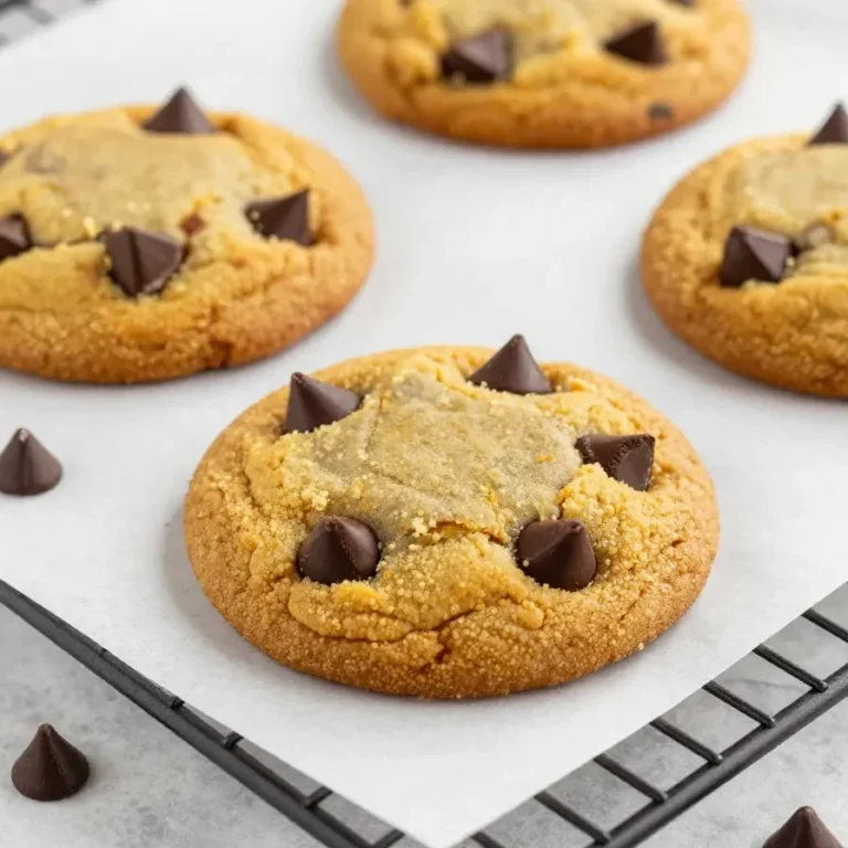 A plate of freshly baked vegan pumpkin chocolate chip cookies on a wooden table.