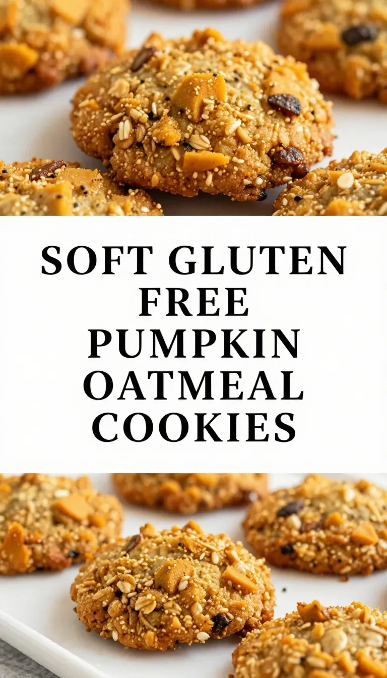 A plate of freshly baked gluten-free pumpkin oatmeal cookies on a wooden table.