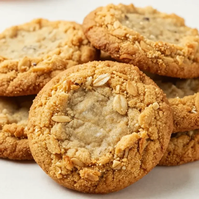 Peanut Butter Oatmeal Cookies Recipe A plate of freshly baked peanut butter oatmeal cookies on a wooden table.