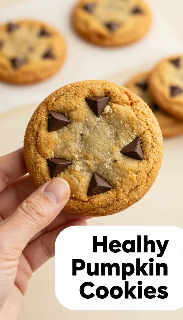 Freshly baked healthy pumpkin cookies on a wooden table.