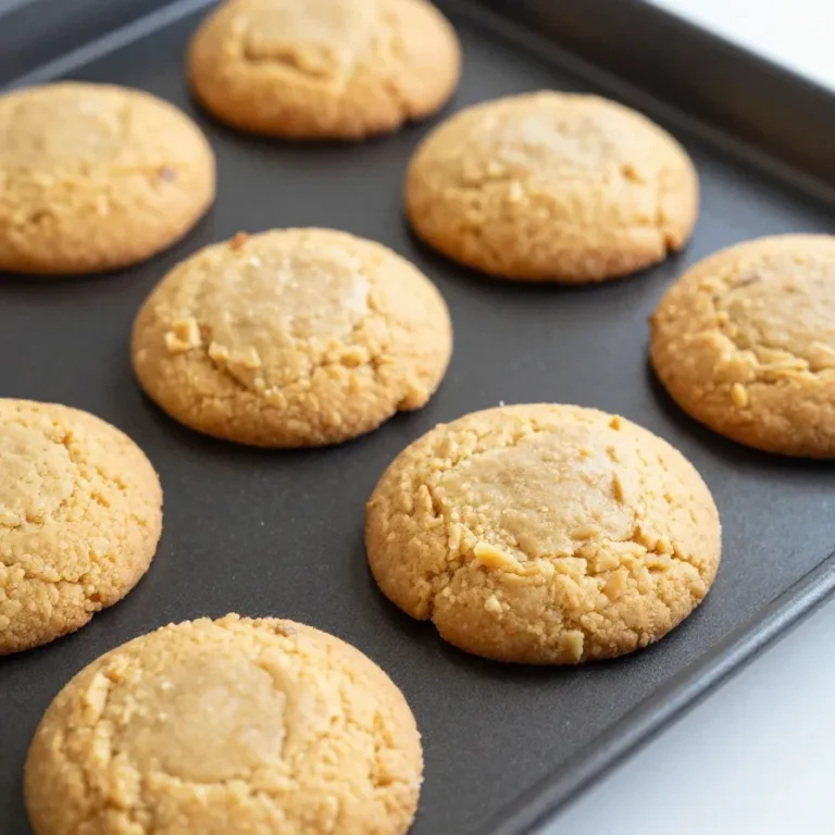 Freshly baked 3-ingredient peanut butter cookies on a cooling rack.