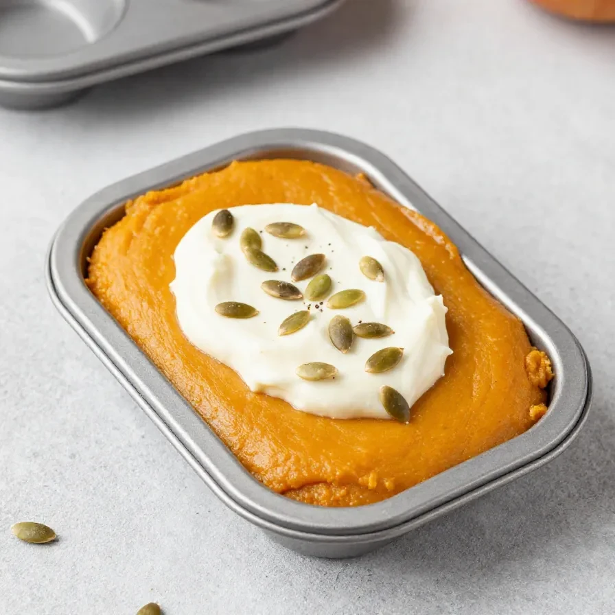 A close-up of pumpkin cream cheese muffins with a swirl of cream cheese filling, inspired by Starbucks.