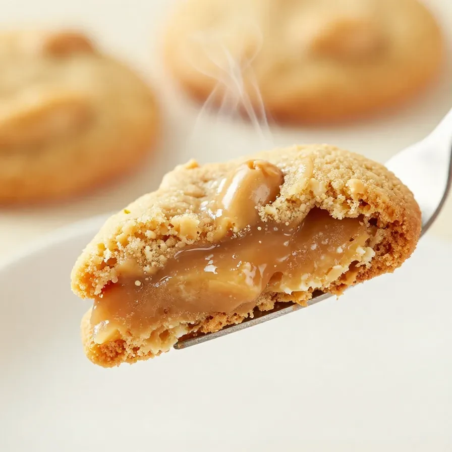 A plate of freshly baked 3-ingredient peanut butter cookies on a wooden table.