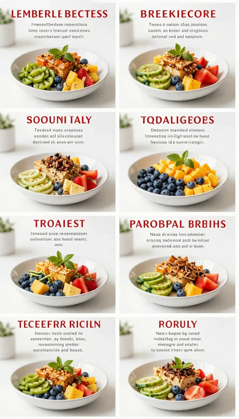 A table with a variety of breakfast dishes including pancakes, scrambled eggs, and fresh fruit.