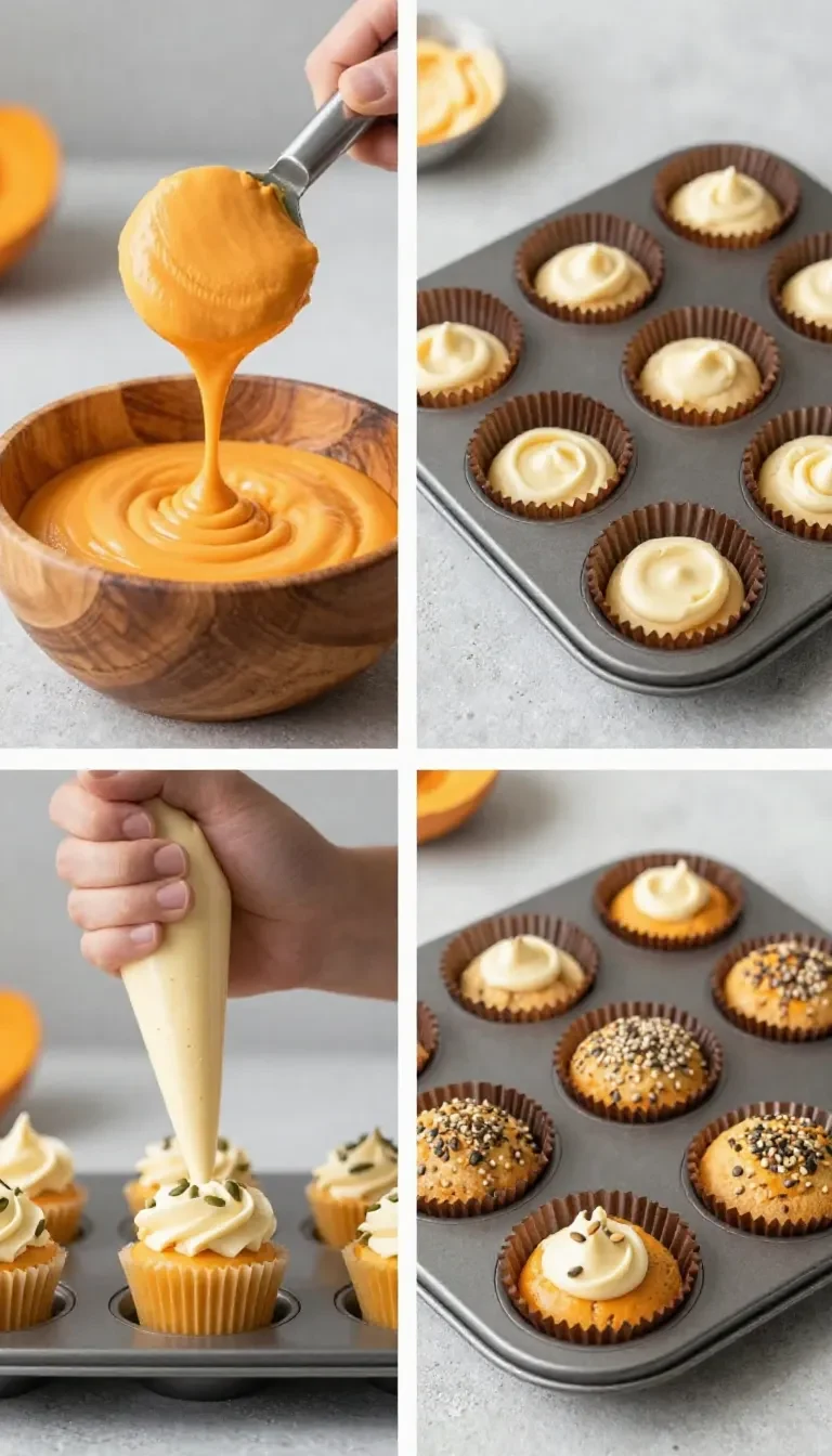 A close-up of pumpkin cream cheese muffins with a swirl of cream cheese filling, inspired by Starbucks.
