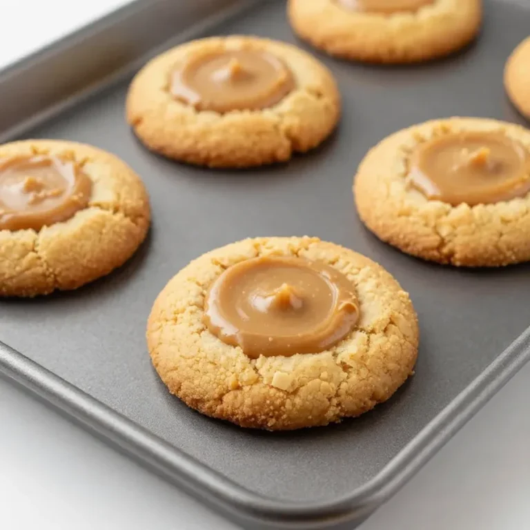 A batch of freshly baked peanut butter cookies on a cooling rack.