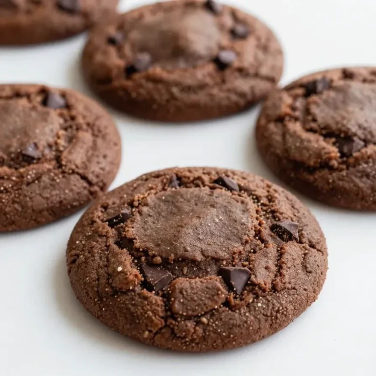 A plate of healthy no-bake chocolate peanut butter cookies on a wooden table.