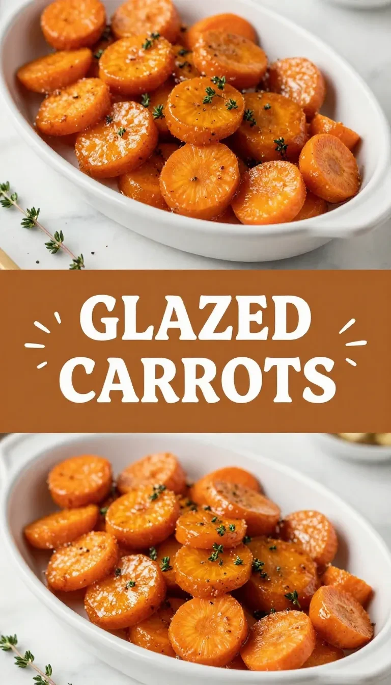 A bowl of glossy glazed carrots garnished with fresh parsley on a white serving plate.