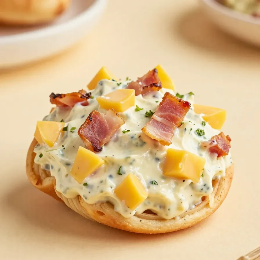 Bacon ranch pinwheels sliced into bite-sized pieces on a serving plate