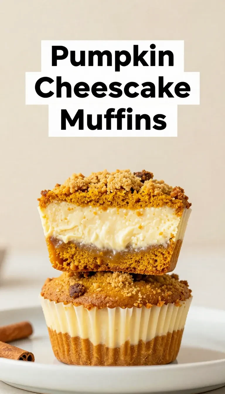 Freshly baked pumpkin cheesecake muffins with a creamy cheesecake swirl on top, arranged on a cooling rack