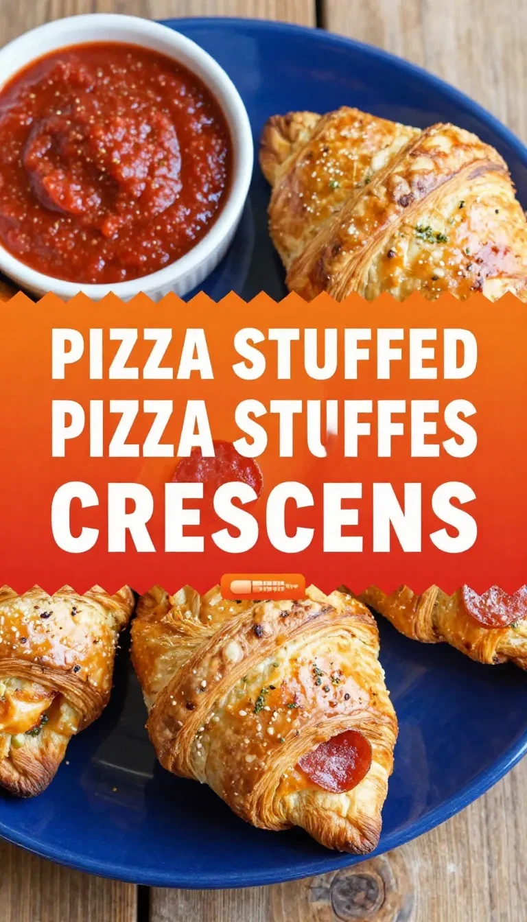 Golden baked croissants filled with melted cheese and pepperoni slices, served on a tray for game day.