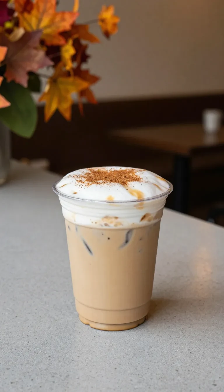 A tall glass of refreshing iced coffee with ice cubes and a straw on a bright table