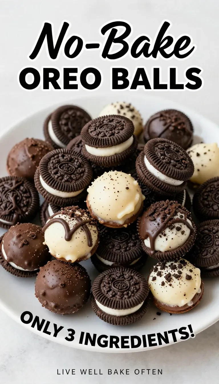 A plate of quick and easy Oreo balls coated in chocolate and topped with sprinkles.