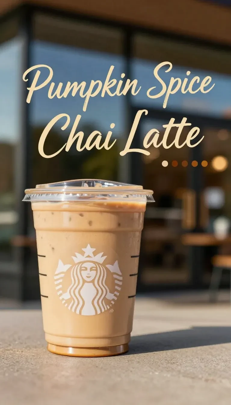 A mug of coffee mixed with chai syrup, topped with foam and cinnamon on a wooden table
