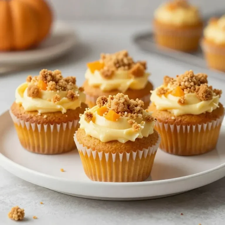 Low carb Starbucks-style pumpkin cream cheese muffins on a plate with a moist pumpkin crumb and creamy filling