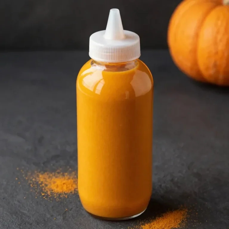 A bowl of homemade pumpkin spice sauce with a spoon beside cinnamon sticks and pumpkins