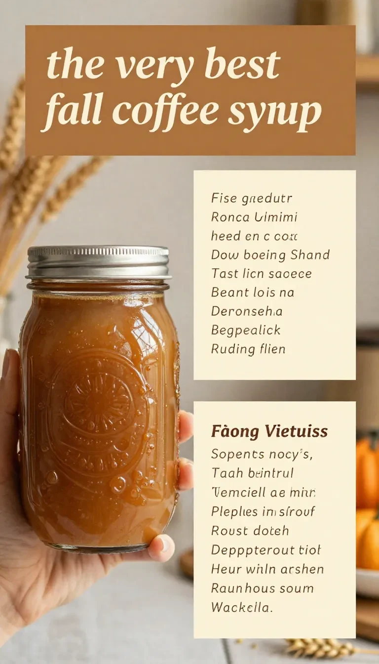 Homemade pumpkin coffee syrup in a glass bottle beside a cup of coffee and a small pumpkin