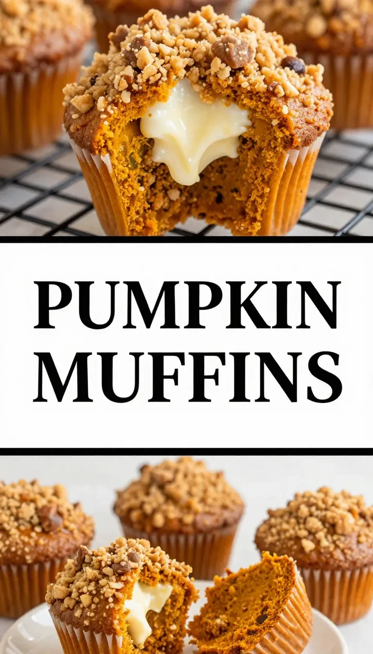 Freshly baked cream cheese pumpkin spice muffins with a soft golden top, displayed on a plate