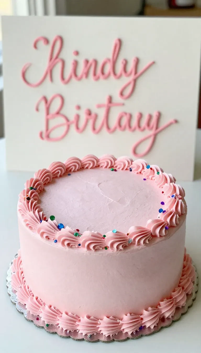 A pastel cake decorated with colorful edible gems on a decorative plate