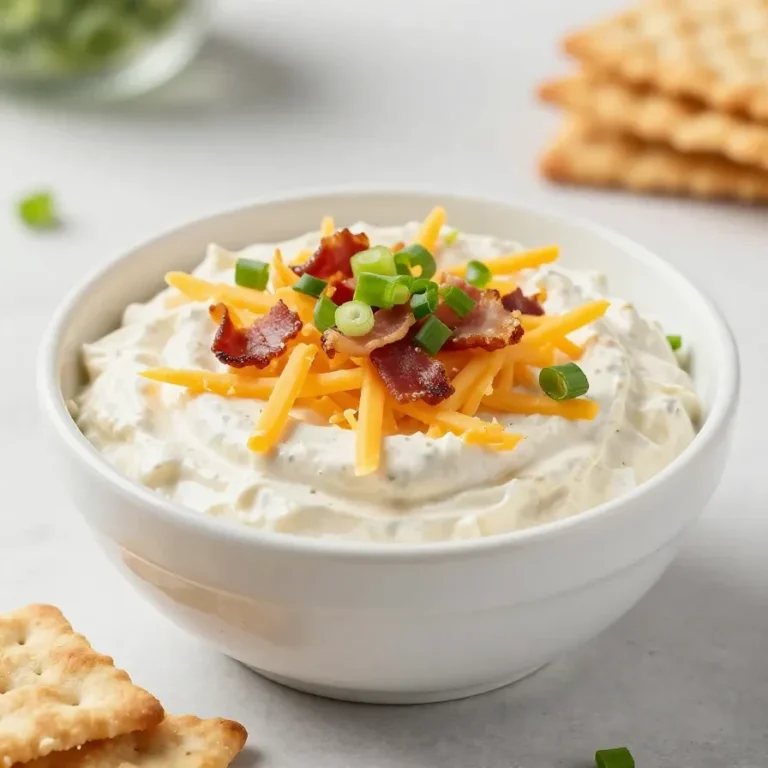A creamy crack dip served in a bowl with a spoon and crackers on the side