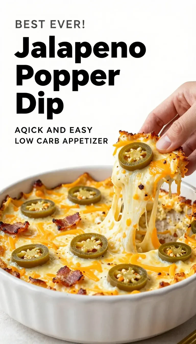 Creamy jalapeño popper dip topped with melted cheese, chopped jalapeños, and crispy breadcrumbs served in a baking dish with tortilla chips.
