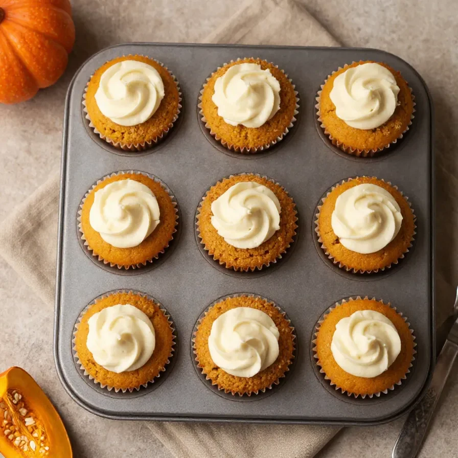 Fresh flourless pumpkin muffins topped with a light dusting of cinnamon on a rustic plate